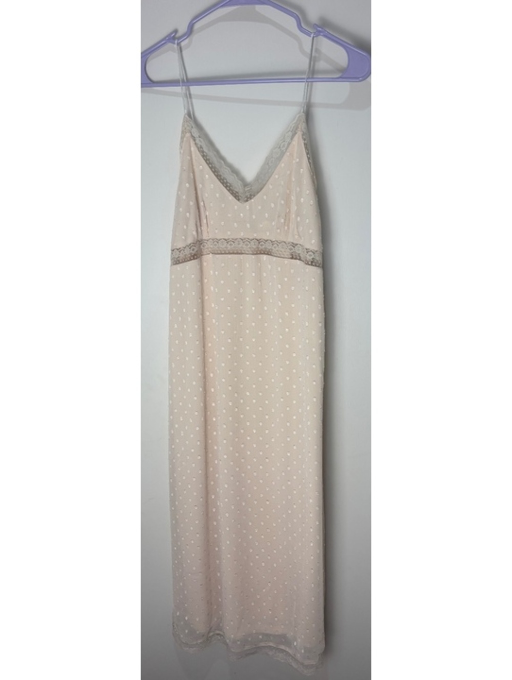 Band of the Free S Ivory Swiss Dot Lace Maxi Slip Dress Boho Romantic NWT